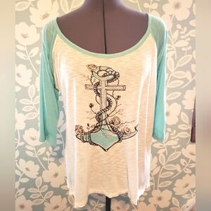 Vanity Anchor Graphic Raglan Sleeve Top Size L
